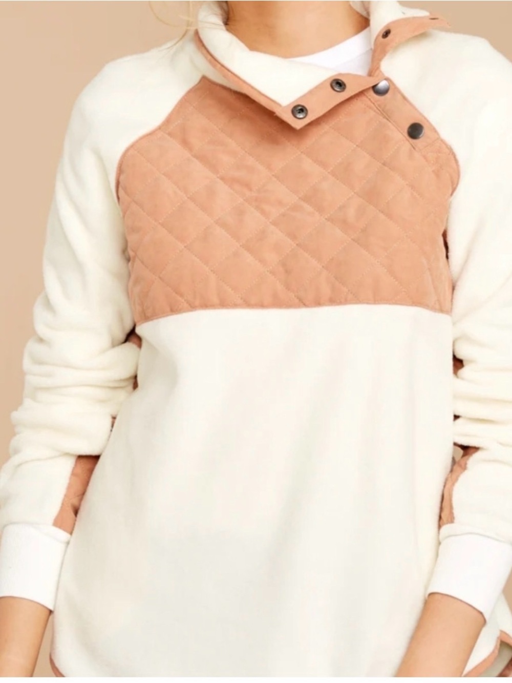 Abercrombie womens Cream and dusty pink fleece Pullover